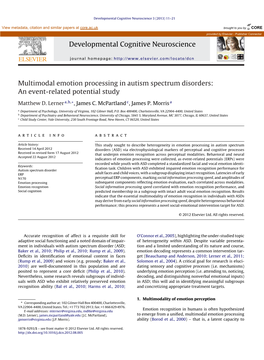 Multimodal Emotion Processing in Autism Spectrum Disorders