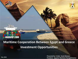 Maritime Cooperation Between Egypt and Greece Investment Opportunities