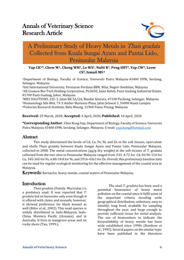 A Preliminary Study of Heavy Metals in Thais Gradata Collected From