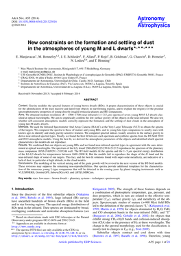 New Constraints on the Formation and Settling of Dust in the Atmospheres of Young M and L Dwarfs?,??,???