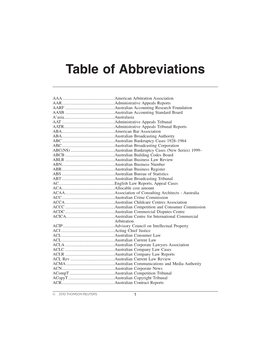 Thomson Reuters 1 Table of Abbreviations