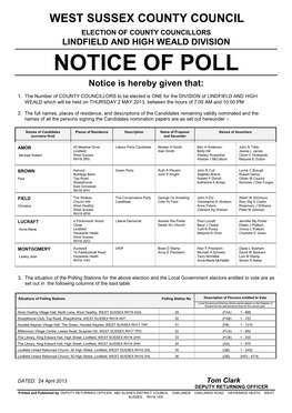 Notice of Poll