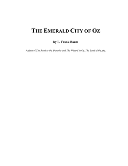 The Emerald City of Oz