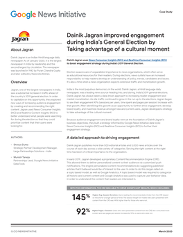 Dainik Jagran Improved Engagement During India’S General Election by About Jagran Taking Advantage of a Cultural Moment