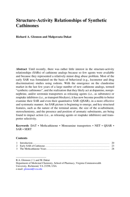 Structure-Activity Relationships of Synthetic Cathinones