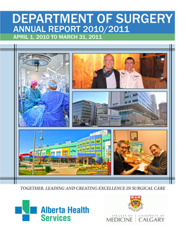 Department of Surgery Annual Report 2010/2011 April 1, 2010 to March 31, 2011