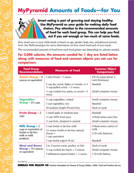 Mypyramid Amounts of Foods—For You