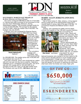 HARRY ALLEN JERKENS (1929-2015) by Brian Didonato and Steve Sherack by Mike Kane the Newly Configured OBS March Sale of 2-Year-Olds Hall of Fame Trainer H