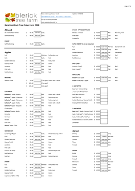 Bare Root Fruit Tree Order Form 2018 Almond Apples Apricot