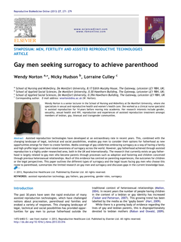 Gay Men Seeking Surrogacy to Achieve Parenthood