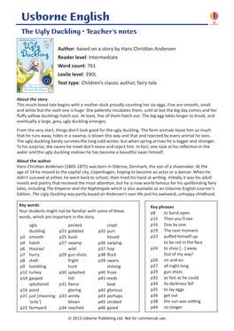 Usborne English the Ugly Duckling • Teacher’S Notes