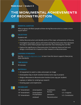 The Monumental Achievements of Reconstruction Lesson Plan