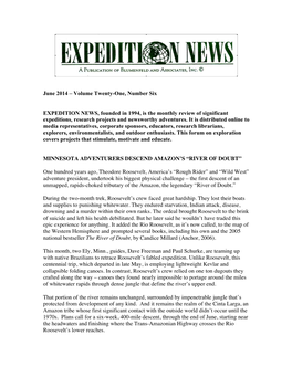 June 2014 – Volume Twenty-One, Number Six EXPEDITION NEWS