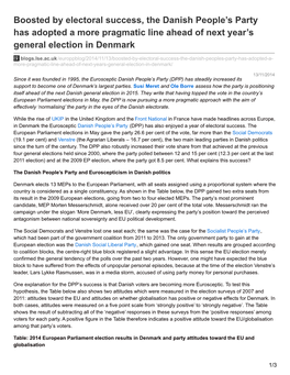 Boosted by Electoral Success, the Danish People's Party Has Adopted