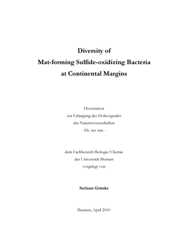 Diversity of Mat-Forming Sulfide-Oxidizing Bacteria at Continental Margins