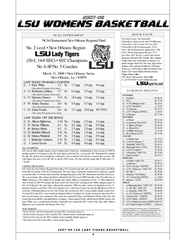 LSU Women's Basketball LSU Combined Team Statistics (As of Mar 29, 2008) All Games