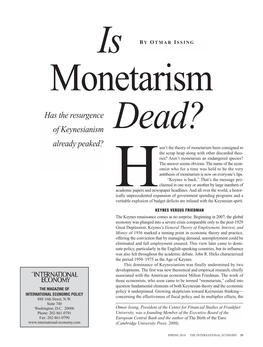 Is Monetarism Dead?