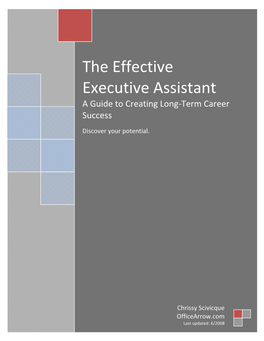 The Effective Executive Assistant a Guide to Creating Long‐Term Career Success