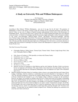 A Study on University Wits and William Shakespeare