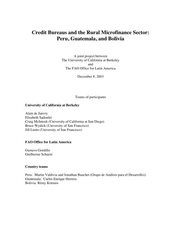Credit Bureaus and the Rural Microfinance Sector: Peru, Guatemala, and Bolivia