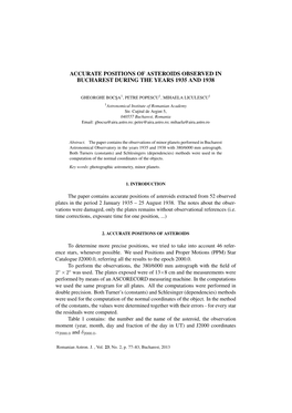 Accurate Positions of Asteroids Observed in Bucharest During the Years 1935 and 1938