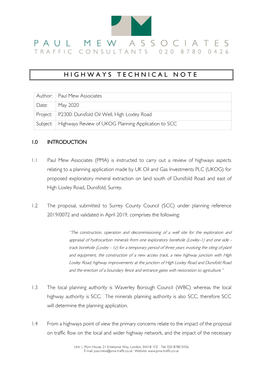 Highways Technical Note