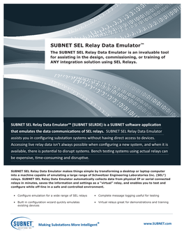 SUBNET SEL Relay Data Emulator™