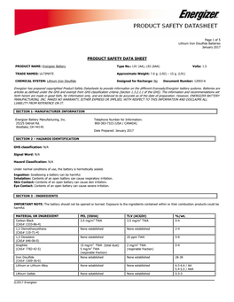 Product Safety Data Sheet