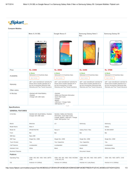 9/17/2014 Moto X (16 GB) Vs Google Nexus 5 Vs Samsung Galaxy Note 3 Neo Vs Samsung Galaxy S5: Compare Mobiles: Flipkart.Com