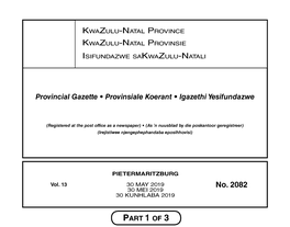Kwazulu-Natal Provincial Gazette Vol 13 No 2082 Dated 30 May 2019