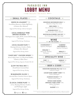 Cocktails Speciality Wine Small Plates