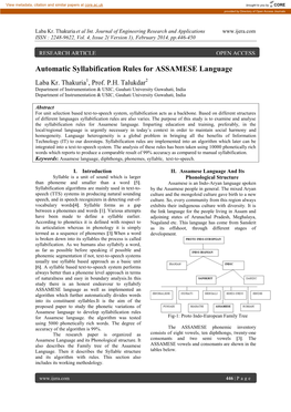 Automatic Syllabification Rules for ASSAMESE Language