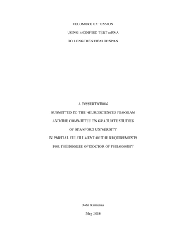 TELOMERE EXTENSION USING MODIFIED TERT Mrna TO