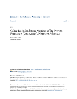 Calico Rock Sandstone Member of the Everton Formation (Ordovician), Northern Arkansas Raymond W