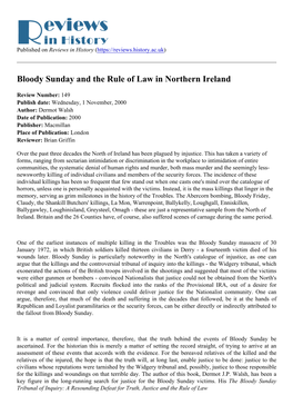 Bloody Sunday and the Rule of Law in Northern Ireland