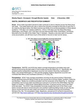 4 December, 2008 SNOTEL SNOWPACK and PRECIPITATION