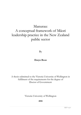 Manurau: a Conceptual Framework of Māori Leadership Practice in the New Zealand Public Sector