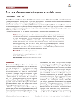 Overview of Research on Fusion Genes in Prostate Cancer