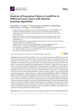 Analysis of Expression Pattern of Snornas in Different Cancer Types