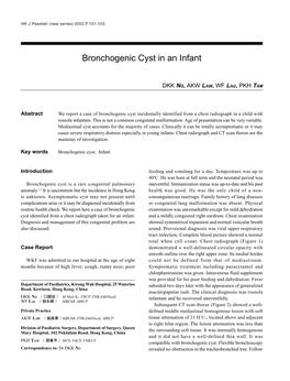 Bronchogenic Cyst in an Infant