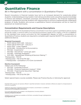 Quantitative Finance BS in Management with a Concentration in Quantitative Finance