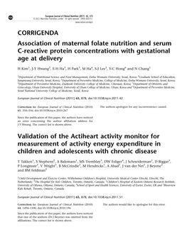 Association of Maternal Folate Nutrition and Serum C-Reactive Protein Concentrations with Gestational Age at Delivery