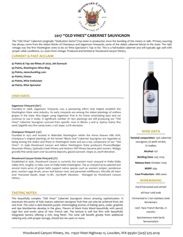 2017 "Old Vines" Cabernet Sauvignon Tech Sheet