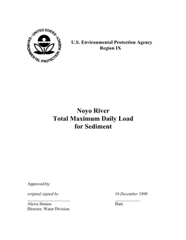 Noyo River Total Maximum Daily Load for Sediment