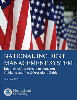 National Incident Management System: Intelligence/Investigations