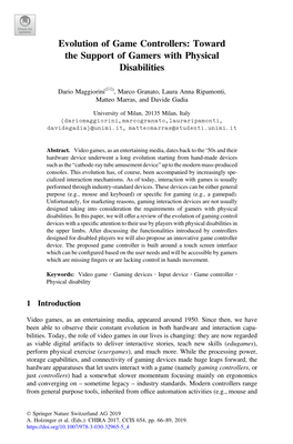 Evolution of Game Controllers: Toward the Support of Gamers with Physical Disabilities