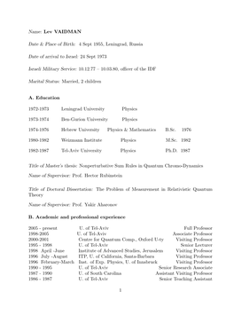 Lev VAIDMAN Date & Place of Birth