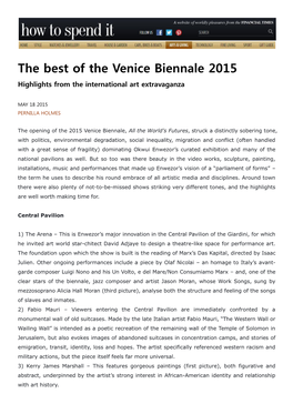 The Best of the Venice Biennale 2015 Highlights from the International Art Extravaganza