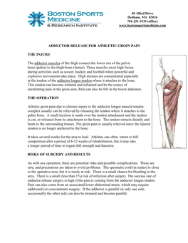 Adductor Release for Athletic Groin Pain