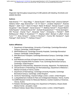 Diagnostic High-Throughput Sequencing of 2,390 Patients with Bleeding, Thrombotic and Platelet Disorders